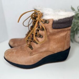 Sperry Luca Peak Wedge Boot Brown Leather Waterproof Women's Size 7 Outdoor Fall